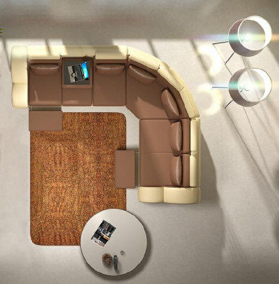 Leren bank met USB design bank leren bank woonlandschap hoekbank "BERLIJN"