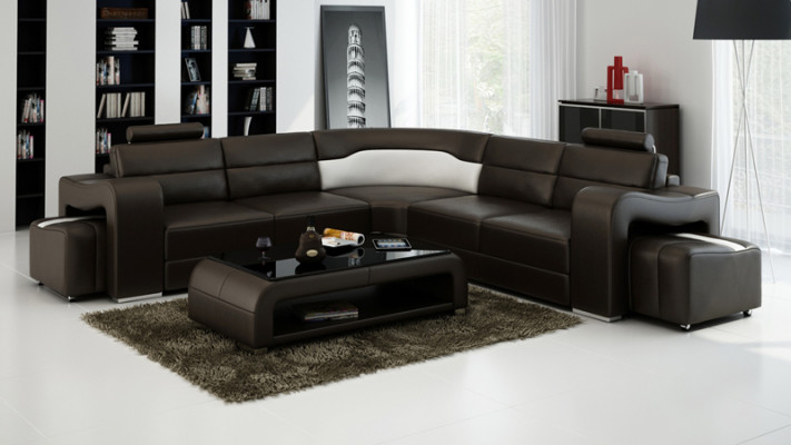 Ledersofa Bank Woongebied Hoekbank Hoekstel Ontwerp Modern Sofa F3008B