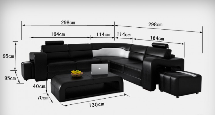 Ledersofa Bank Woongebied Hoekbank Hoekstel Ontwerp Modern Sofa F3008B