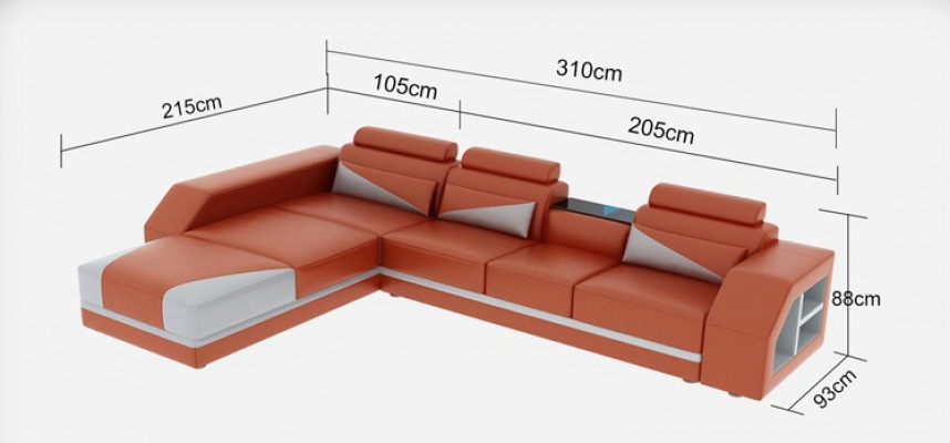 Leder hoekbank met USB, gestoffeerde bankstellen bankstellen woonlandschap luxe set hoek.