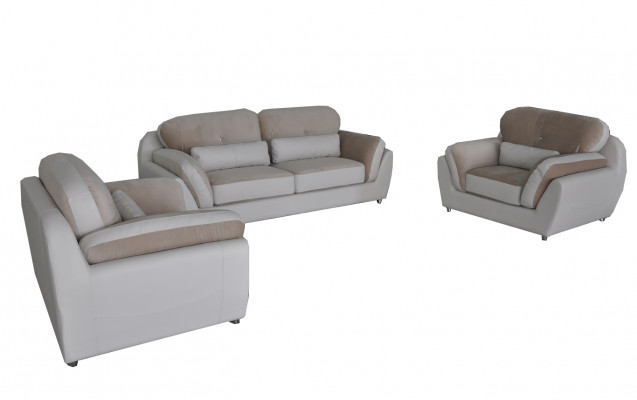 Leder Textil Bank Stoff Zit Set Garnituur Ontwerp Bankstel 3+1+1 Fauteuil