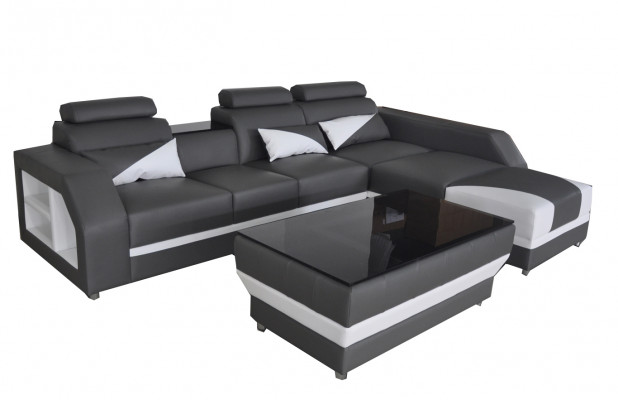 Leren hoekbank bank gestoffeerde bank banken bankstellen luxe bankstel + tafel