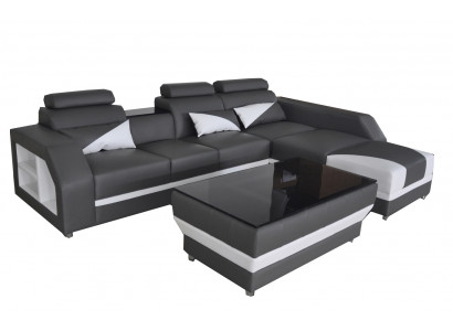 Leren hoekbank bank gestoffeerde bank banken bankstellen luxe bankstel + tafel