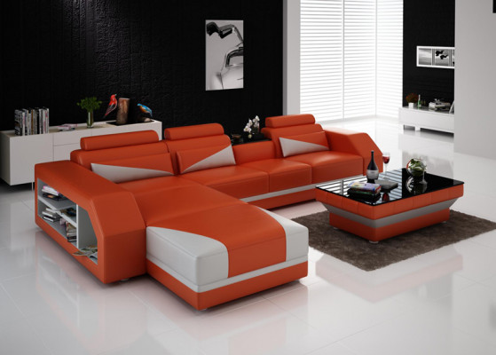 Leren hoekbank bank gestoffeerde bank banken bankstellen luxe bankstel + tafel