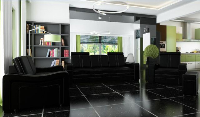 LEDERSOFA Op maat gemaakt SOFA SOF 3+2+1 USB BANKSTEL BEKLEDING SET Nieuw