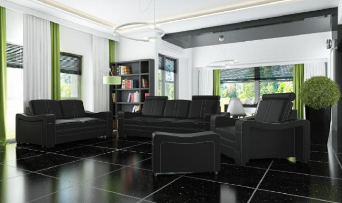 LEDERBANK 3+2+1 BANK +USB GARNITUUR BEKLEDINGSGARNITUUR DESIGN BANK BANKSTEL NIEUW