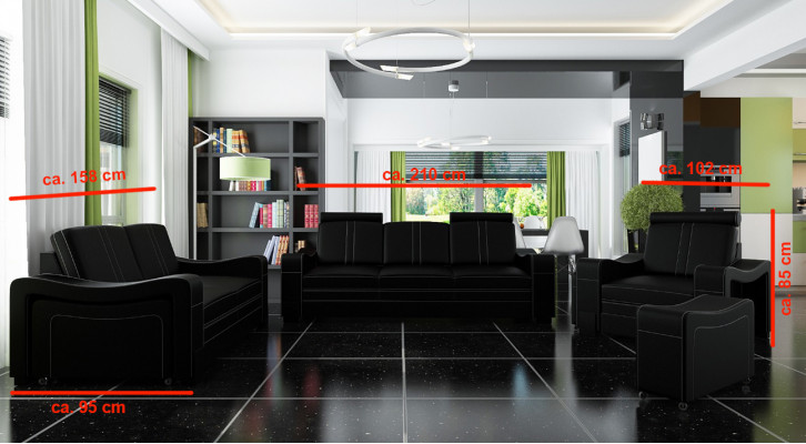 LEDERBANK 3+2+1 BANK +USB GARNITUUR BEKLEDINGSGARNITUUR DESIGN BANK BANKSTEL NIEUW