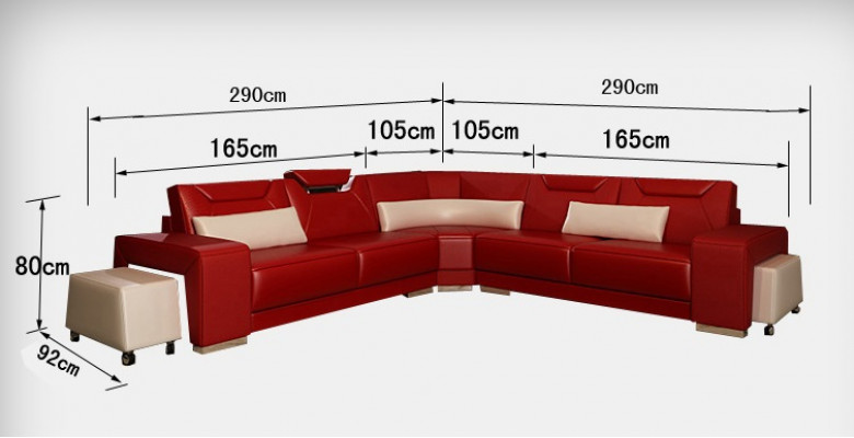 Lederen bank bank woonlandschap hoekbank hoekbankstel ontwerp Modern Sofa F3011B