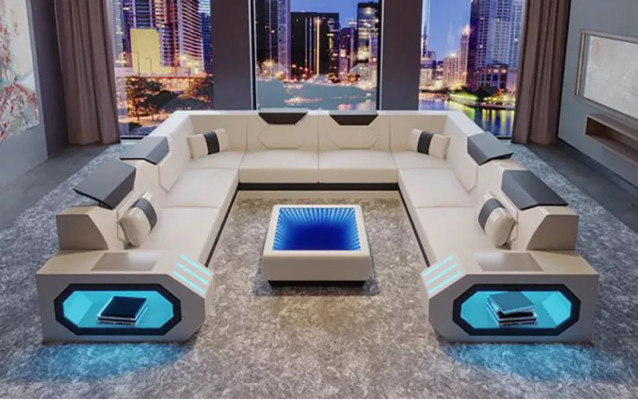 Hoekbank woonlandschap gestoffeerde hoekbank bank bank groot xxl met salontafel nieuw