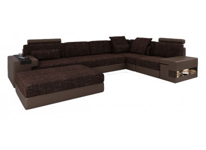 Moderne designer hoekbank L-vorm meubels stoffering textiel met voetenbank 2-delige set nieuw.