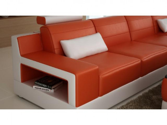 LEREN HOEKBANK MET USB-SOFA BED SOFA COUCH SET WOONLANDSCHAP NIEUW