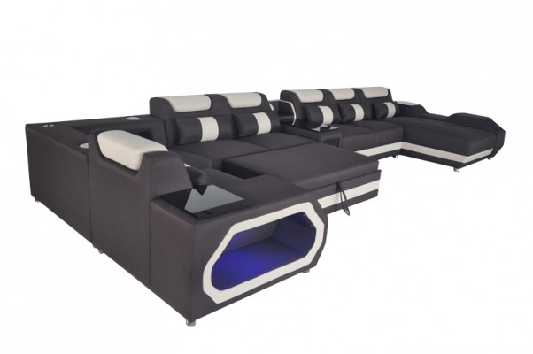 Luxueuze sofa hoekbank moderne woonlandschap sofa's hoekbank + licht + USB
