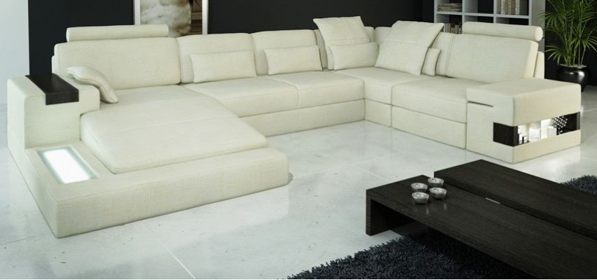 Eckbank U-vorm Bankontwerp Bekleding Textiel Nieuw Bankstel Slaapfunctie Stof