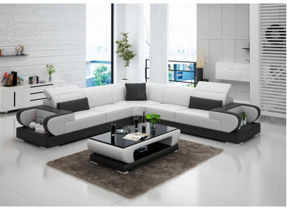 Leren bank Bank Woonlandschap Hoekbank Hoekstel Ontwerp Modern Sofa G8002B