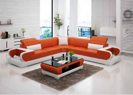 Leren bank Bank Woonlandschap Hoekbank Hoekstel Ontwerp Modern Sofa G8002B