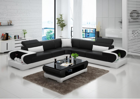 Leren bank Bank Woonlandschap Hoekbank Hoekstel Ontwerp Modern Sofa G8002B