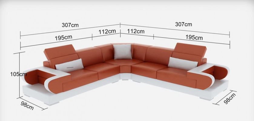 Leren bank Bank Woonlandschap Hoekbank Hoekstel Ontwerp Modern Sofa G8002B