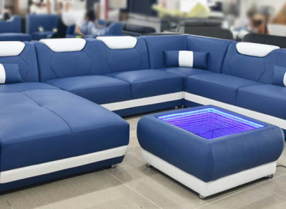 Bankstellen U-vormige hoekbank Gestoffeerde bank Leren hoek Nieuwe woonlandschap Designerbank.