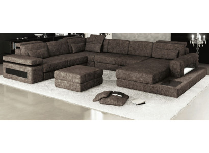 Hoekbank stof U-vorm bank design bekleding textiel hoek woonlandschap slaapfunctie