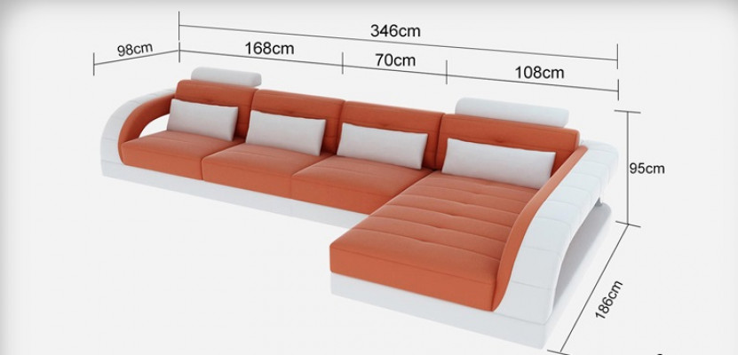 Leren bank USB woonlandschap hoekbank hoek set ontwerp Modern Sofa G8012C Nieuw