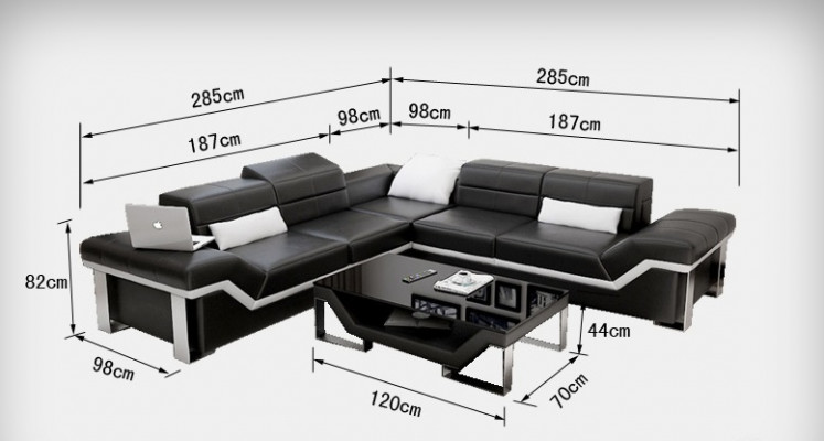 Leren bank USB woonlandschap hoekbank hoekstel design bank bank K5007B Nieuw