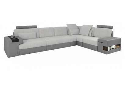 Ontwerp modern L-vormig bankstel Grijs NIEUW Bank Hoek Lederen woonkamer Bankstellen