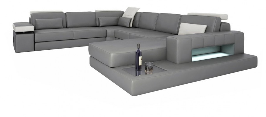 Sofa's Grijs Nieuw Bank U-Vorm Stoffen Bank Woonlandschap Design Modern Leer