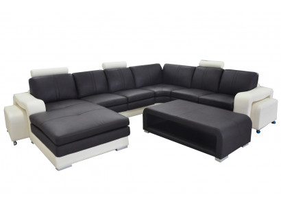 Leder hoekbank + USB, bank gestoffeerde zitmeubel set landschap modern design