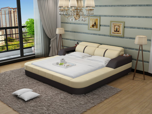 Luxe waterbed dubbel multifunctioneel bed gestoffeerd + USB waterbedden 180x200