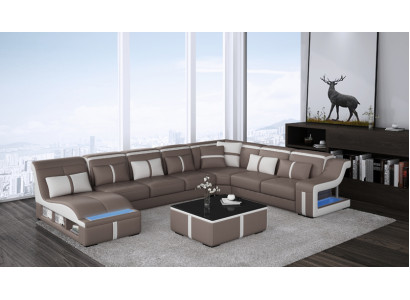 Luxe bank hoekbank design woonlandschap banken bank fauteuil + licht + USB