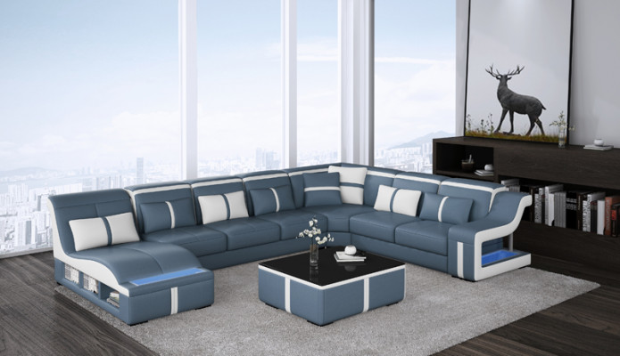 Luxe bank hoekbank design woonlandschap banken bank fauteuil + licht + USB