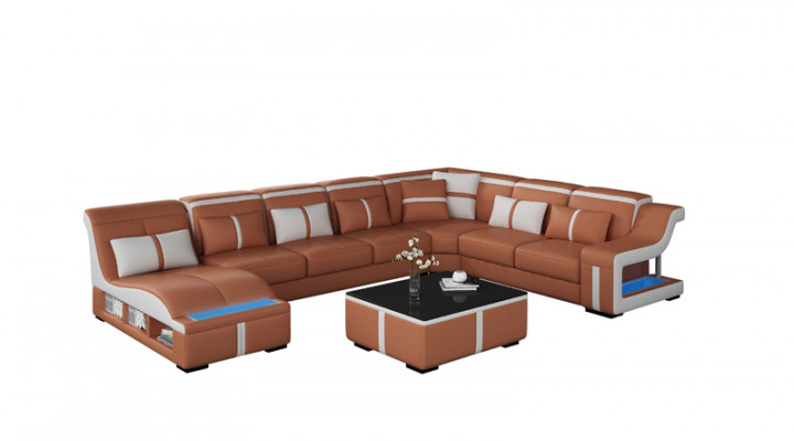 Luxe bank hoekbank design woonlandschap banken bank fauteuil + licht + USB