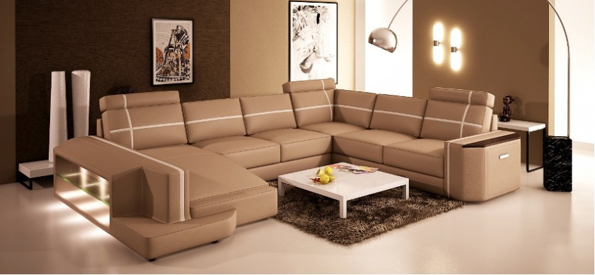 Je vindt onze U-vormige leren bank Modern in een exquise designerstijl