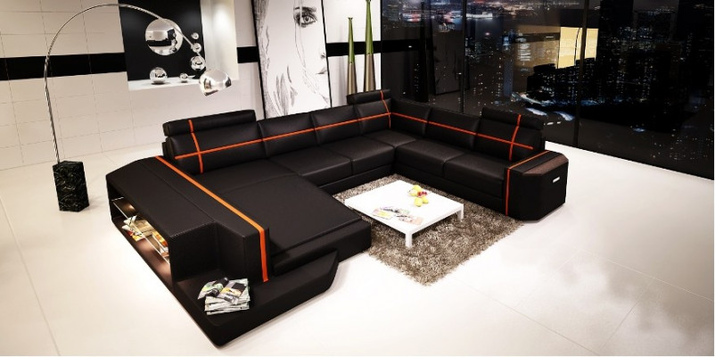 Je vindt onze U-vormige leren bank Modern in een exquise designerstijl