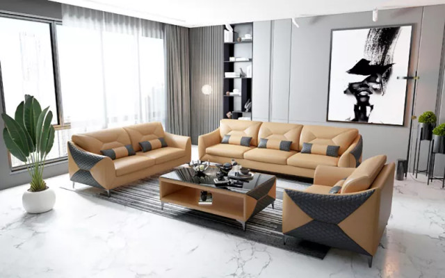 Moderne bankstel bankstel 3-zits salontafel set lederen groep 4-delig