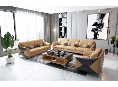 Moderne bankstel bankstel 3-zits salontafel set lederen groep 4-delig