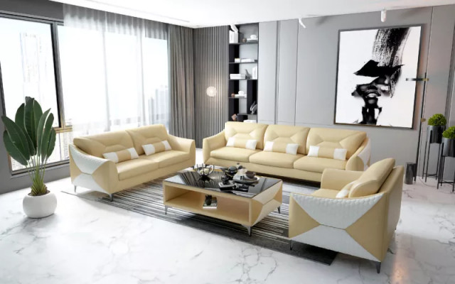 Moderne bankstel bankstel 3-zits salontafel set lederen groep 4-delig