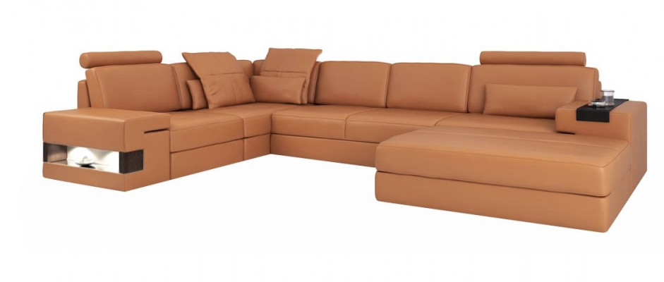 Moderne Luxe Hoekbank Set L-vormig Gestoffeerd Lederen Meubels Leren Bank