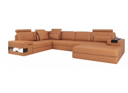 Moderne Luxe Hoekbank Set L-vormig Gestoffeerd Lederen Meubels Leren Bank