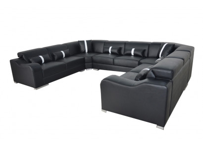 Leder bank bank USB-bekleding hoek suite Moderne woonlandschap U-vorm ontwerp