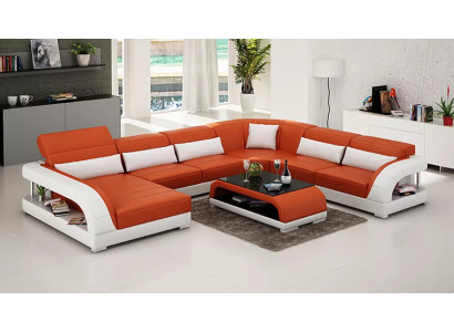 Hoekbank U-vorm Moderne bank Leren bank Banken Bekleding Designer banken Tafel 2-delig