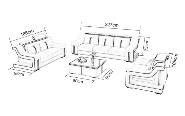 Lederen woonkamersets bankstel bankstellen bankstel 3+2+1 met USB