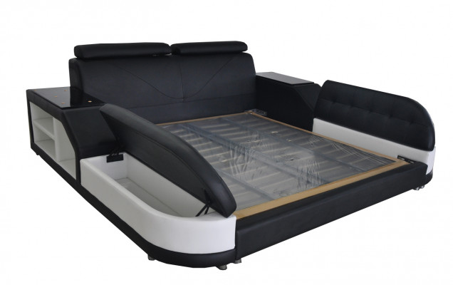 Ontwerp luxe bed van lederen bekleding, modern hotelbed voor huwelijk 140/160/180/200.