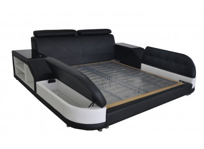 Ontwerp luxe bed van lederen bekleding, modern hotelbed voor huwelijk 140/160/180/200.