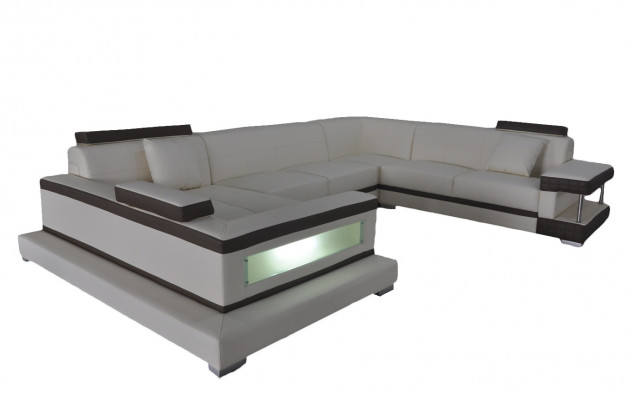 Hoekbank design gestoffeerd leder hoekbank hoekbank bank woonlandschap met USB