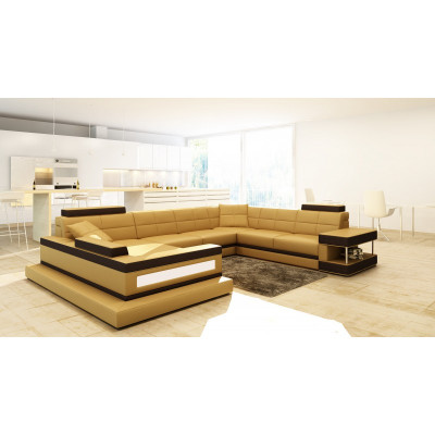 Hoekbank design gestoffeerd leder hoekbank hoekbank bank woonlandschap met USB