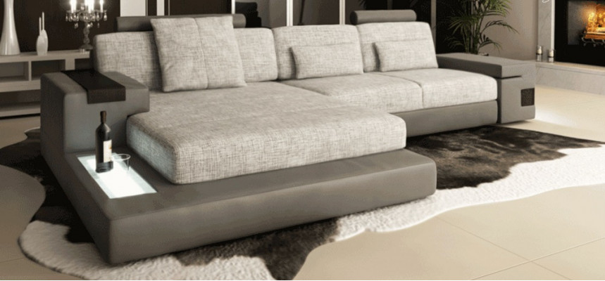 Ontwerp Bank Bank Hoekbank Woonkamer L-vorm Modern Elegant Textiel Stof