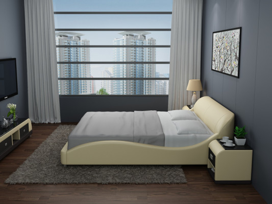 Waterbed Hotel Tweepersoonsbed Bedden Compleet Leren Bed Gestoffeerd Water LB8822