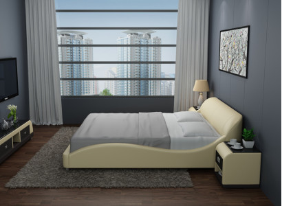 Waterbed Hotel Tweepersoonsbed Bedden Compleet Leren Bed Gestoffeerd Water LB8822