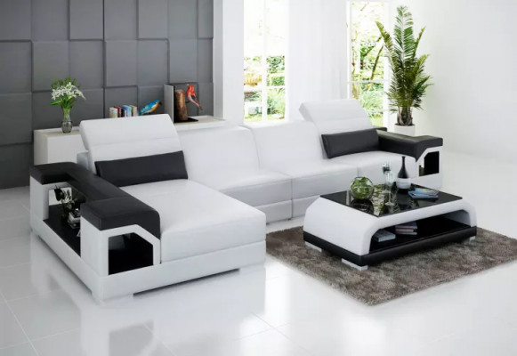 Hoekbank Bekleding Hoekbank Moderne L-vorm Salontafel Bank Woonlandschap 2-dlg. Nieuw